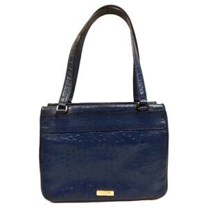 KATE SPADE New York Blue Ostrich Leather Bow Bag Handbag Purse Shoulder Bag